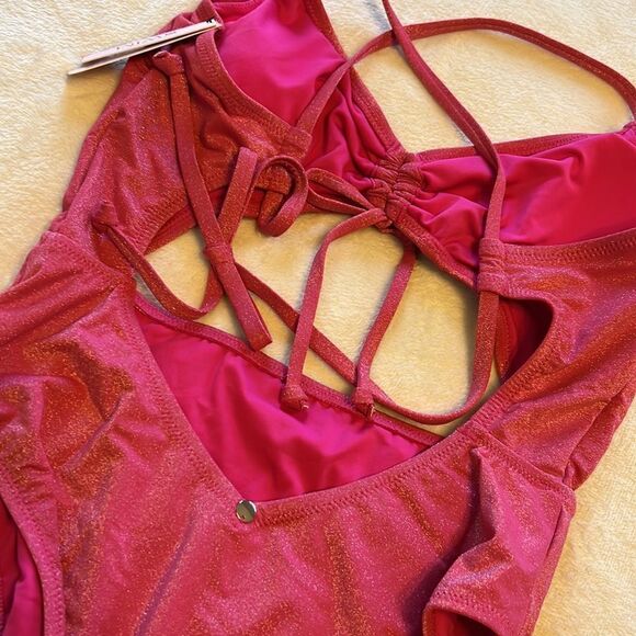 NWT - VICTORIA'S SECRET SWIM Ruched Shine Cutout One-Piece Swimsuit - Size Med - Picture 9 of 12